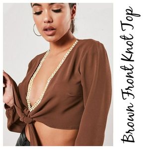 💥NWT Deep V Front Knot Wrap Top